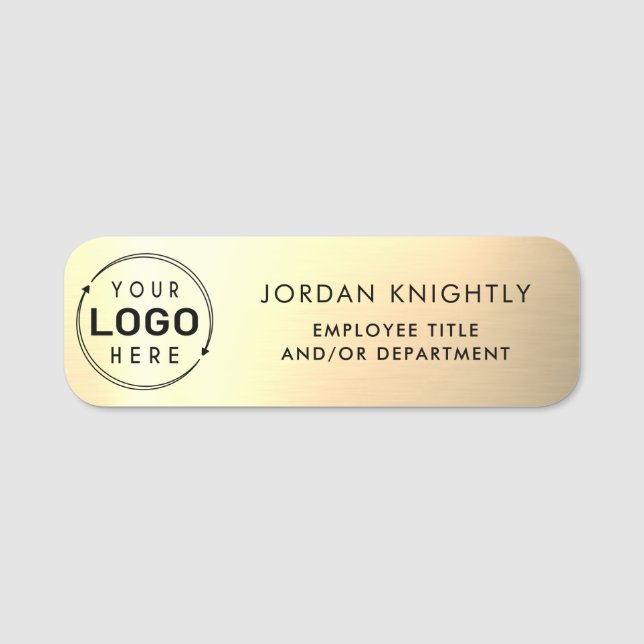 Logo Gold Faux Metallic Plastic Name Tag (Front)