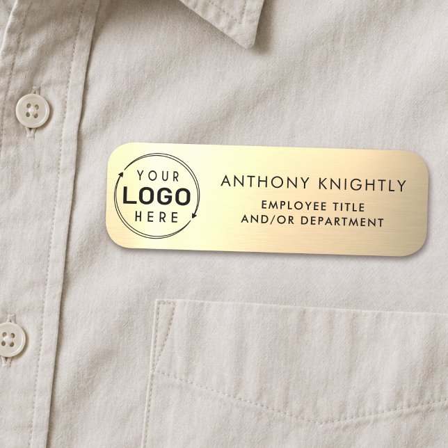 Logo Gold Faux Metallic Plastic Name Tag (Creator Uploaded)