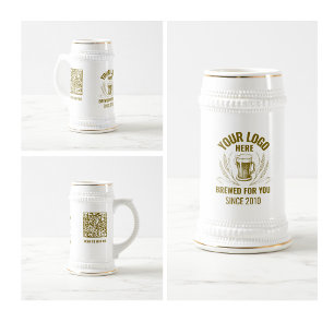 Logo Gold Qr Code Business Branding Barware simple Beer Stein