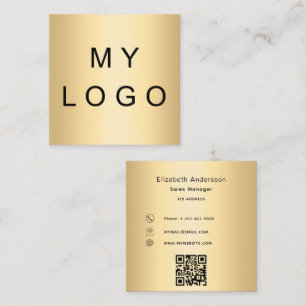 Logo gold qr code modern professional square business card