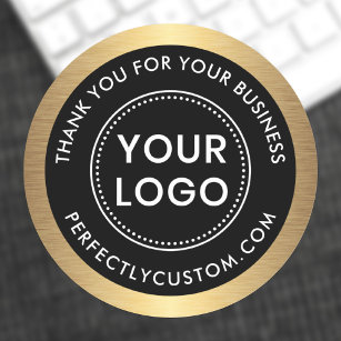 Logo golden gradient border business thank you classic round sticker