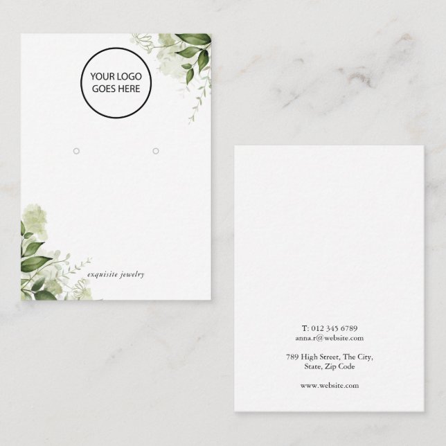 Logo Greenery Floral Earring Display Card (Front/Back)