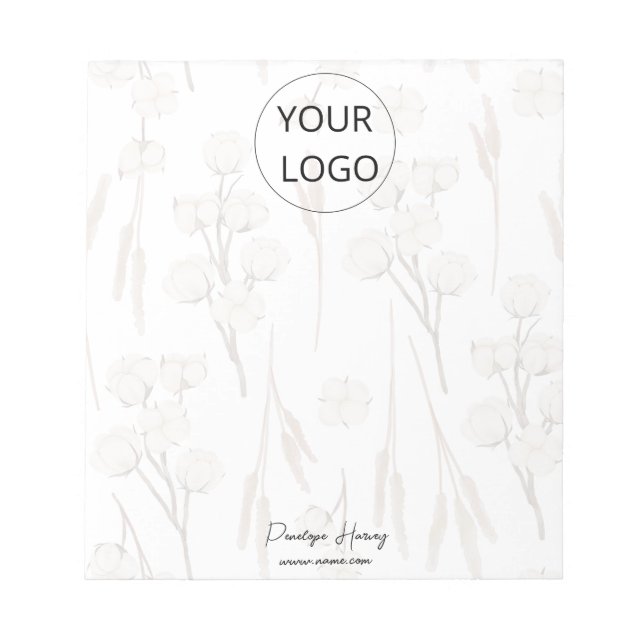 Logo Greenery Watercolor Business Custom Modern  Notepad (Front)
