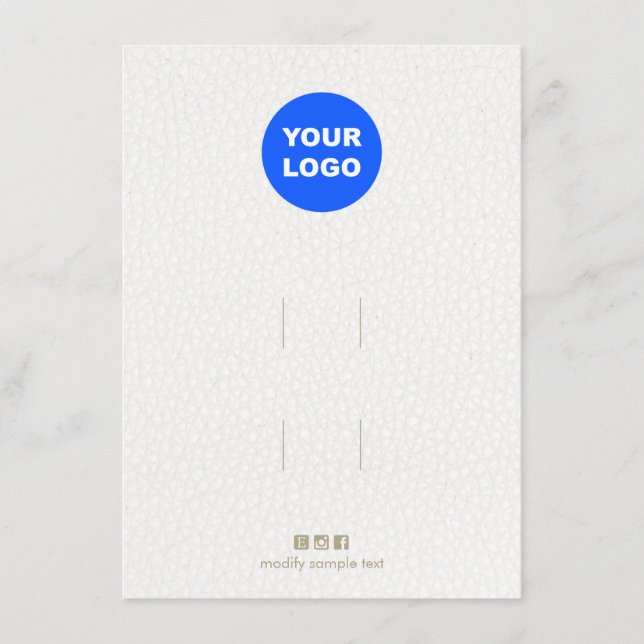  Logo Hair Clip Accessory White Leather Display  Enclosure Card (Front)