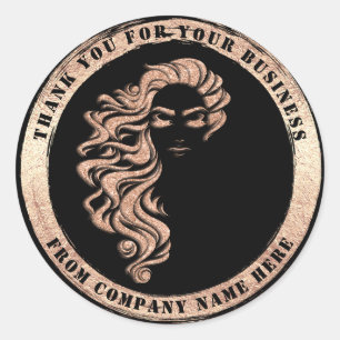 Logo Hair Lashes Extension Rose Gold Classic Round Sticker