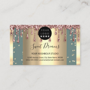 Logo Hair Makeup Nails Drips SPA QR Code Drip Mint Business Card