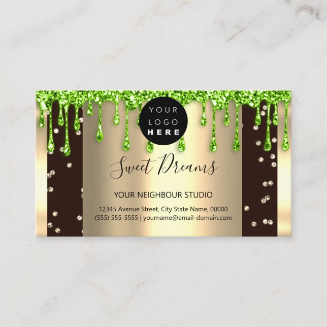 Logo Hair Makeup Nails Drips SPA QR Code Drips Business Card (Front)