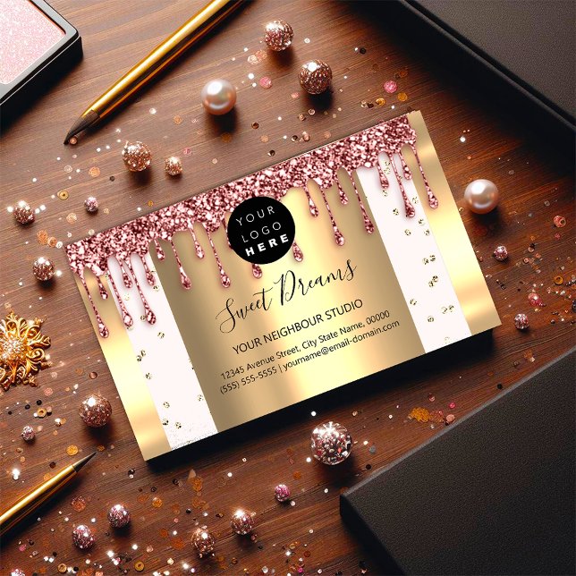 Logo Hair Makeup Nails Drips SPA QR Code White  Business Card (Logo Hair Makeup Nails Drips SPA QR Code White Business Card)