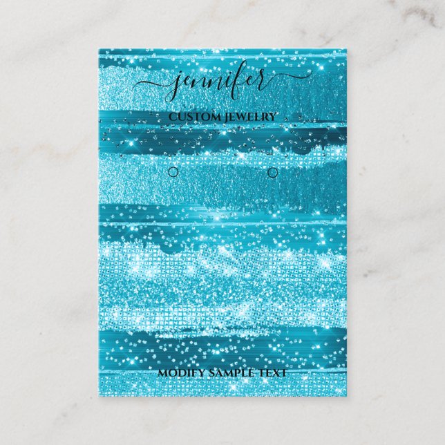 Logo Handmade Jewellery Card Ocean Stripes (Front)