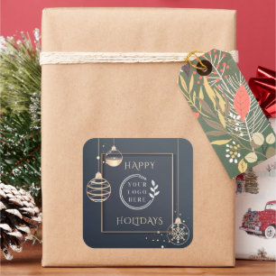 Logo Happy Holidays Christmas Corporate Modern Squ Square Sticker