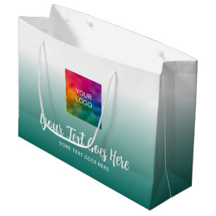 Logo Here Teal Custom Template Typography Script Large Gift Bag