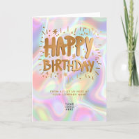 Logo Holographic Faux Gold Happy Birthday