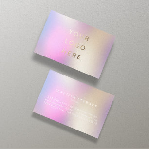 Logo Holographic Iridescent Modern Feminine Business Card
