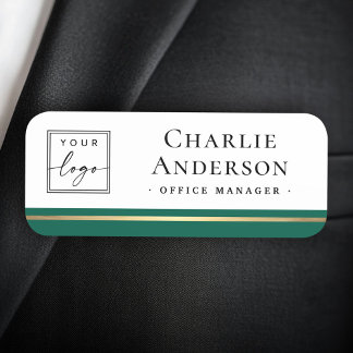 Logo large name title forest green border elegant tag