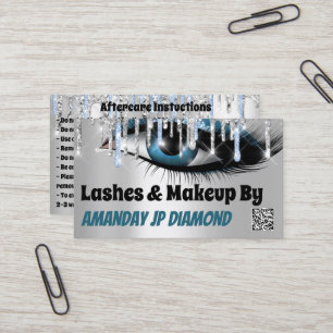 Logo Lashes Micorblade Aftercare Blue Drip QR Code Business Card