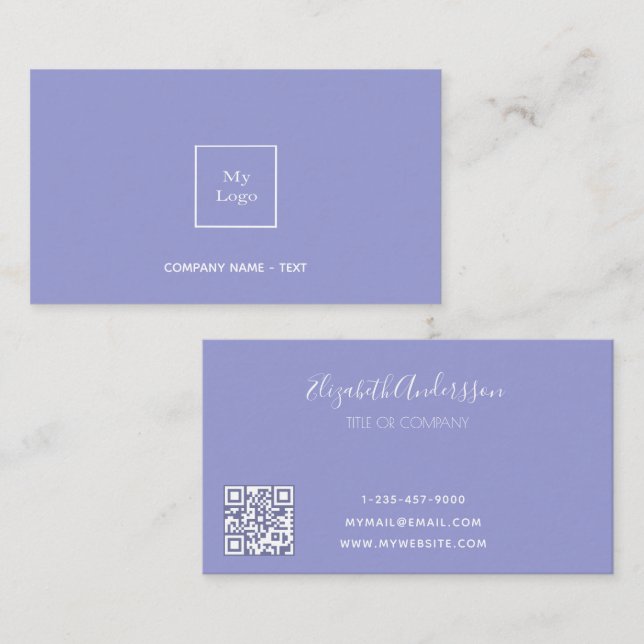 Logo lavender minimalist elegant QR code Business Card (Front/Back)