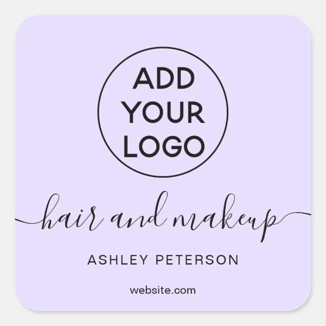 Logo lavender simple pastel purple hair makeup square sticker (Front)