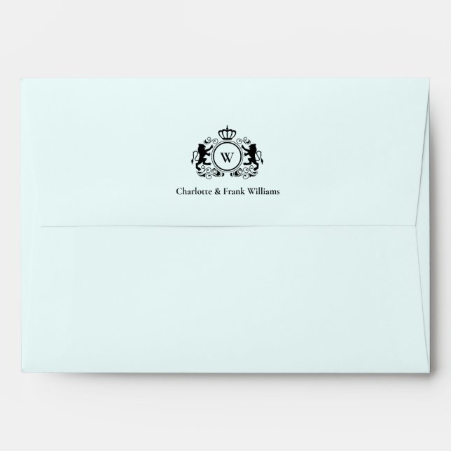 Logo Lion Monogram Elegant Lightblue Envelope (Back (Top Flap))