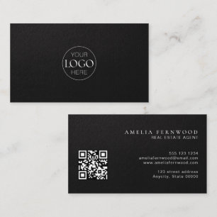 Logo Luxury Leather Real Estate QR Code Business Card