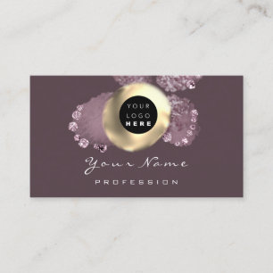 Logo Makeup Artist Hair Nails Floral Gold Eggplant Business Card