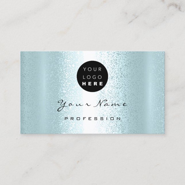Logo Makeup Artist Hair Nails Professional Blue Business Card (Front)
