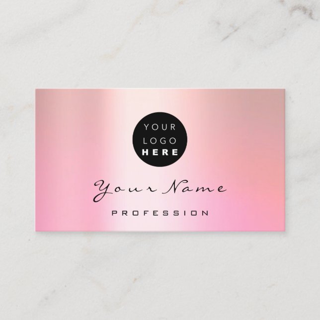 Logo Makeup Artist Hair Nails Rose Pink Care Business Card (Front)
