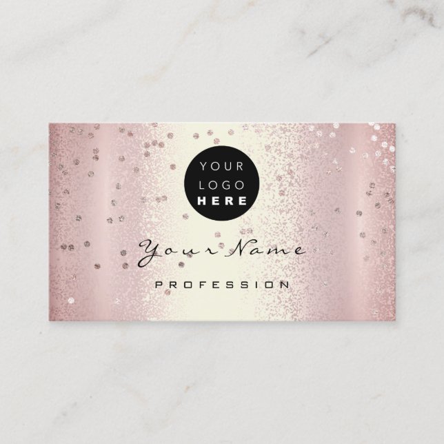 Logo Makeup Artist Hair Nails Rose Pink Confetti Business Card (Front)