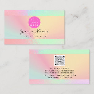 Logo Makeup Artist Hair Nails Shop QR Code Pink Business Card