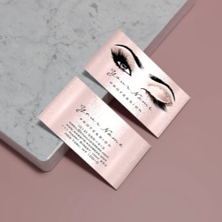 Logo Makeup Artist Professional Rose Pink Lash Business Card