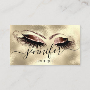 Logo Makeup Boutique Lash Studio Eyes Brows Gold Business Card