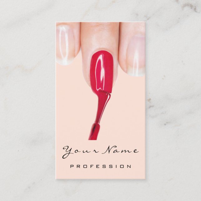 Logo Makeup Manicure Red Nails Blush Business Card (Front)