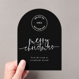 Logo Merry Christmas Black Acrylic Greetings  Invitations