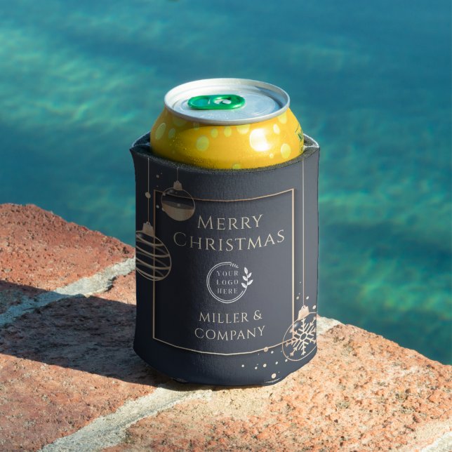 Logo Merry Christmas Holidays Corporate Modern Can Cooler (In Situ Pool)
