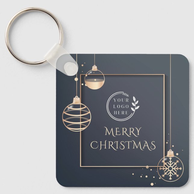 Logo Merry Christmas Holidays Corporate Modern Key Ring (Front)