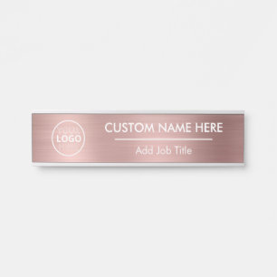 Logo Metallic Rose Gold Employee Name Door Sign