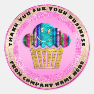 Logo Mexico Bakery Thank Sweet Cake Pink Classic Round Sticker