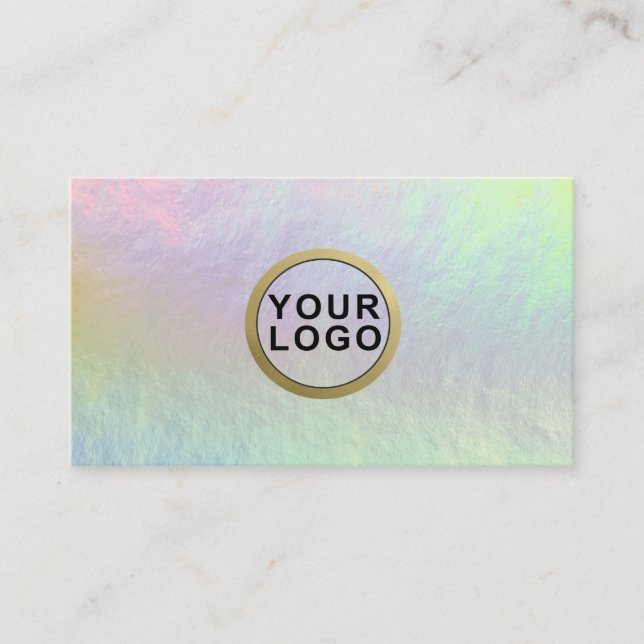 Logo Minimal Holographic Opal Stone Business Card (Front)