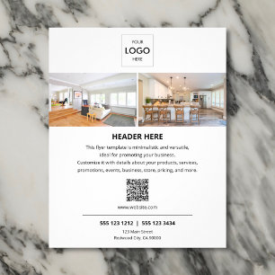 Logo Minimal Photo QR Code Business Flyer