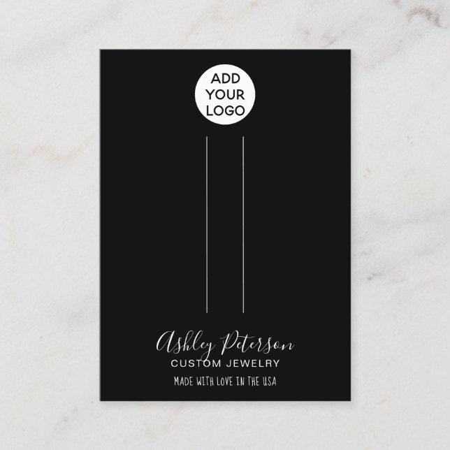 Logo minimalist black hair clip barrette display business card (Front)