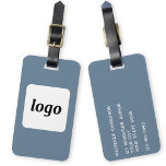 Logo Minimalist Dusty Blue Business Luggage Tag<br><div class="desc">Simple logo design for your business.  Replace the logo and details with your own and change the background colour in the design tool to customise.  Ideal for as a promotional item to give to clients,  customers and employees,  and for business travel and trade shows.</div>