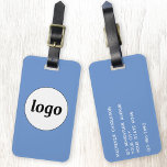 Logo Minimalist Promotional Blue Business Branding Luggage Tag<br><div class="desc">Simple logo design for your business.  Replace the logo and details with your own and change the background colour in the design tool to customise.  Ideal for as a promotional item to give to clients,  customers and employees,  and for business travel and trade shows.</div>