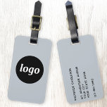 Logo Minimalist Promotional Blue Business Branding Luggage Tag<br><div class="desc">Simple logo design for your business.  Replace the logo and details with your own and change the background colour in the design tool to customise.  Ideal for as a promotional item to give to clients,  customers and employees,  and for business travel and trade shows.</div>