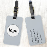 Logo Minimalist Promotional Blue Business Branding Luggage Tag<br><div class="desc">Simple logo design for your business.  Replace the logo and details with your own and change the background colour in the design tool to customise.  Ideal for as a promotional item to give to clients,  customers and employees,  and for business travel and trade shows.</div>