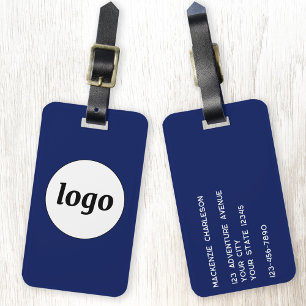 Logo Minimalist Promotional Navy Blue Business Luggage Tag