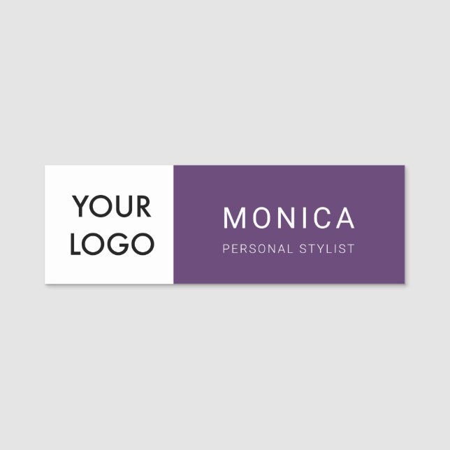 Logo Minimalist Purple Name Tag (Front)