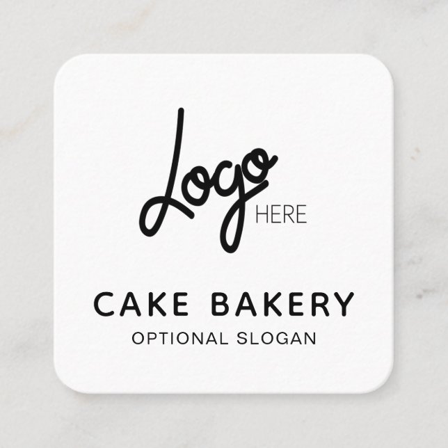 Logo Modern Bakery Business Card Black White (Front)