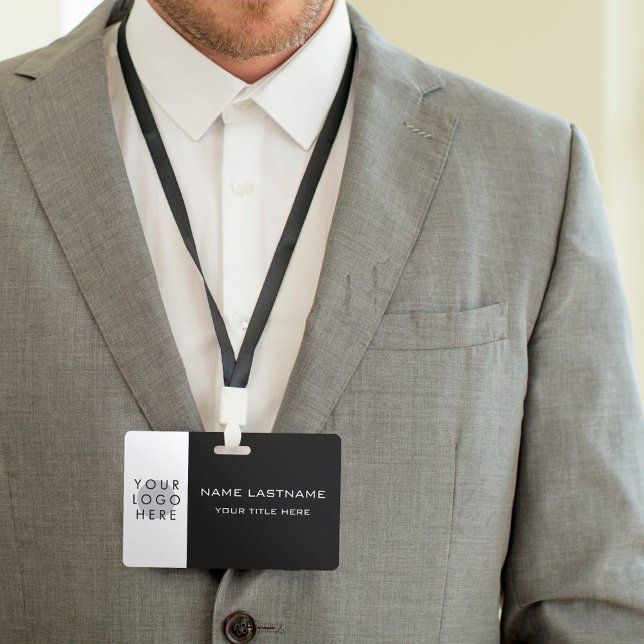 Logo Modern Basic Black White Centred Title Name ID Badge (Creator Uploaded)