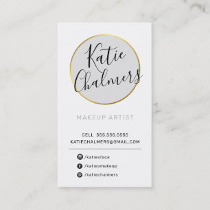 LOGO modern chic pretty gold pale grey black Business Card
