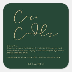 Logo Modern Dark Green Product Candle Label
