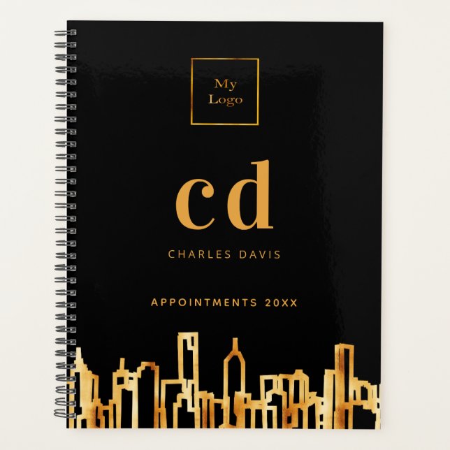 Logo modern gold city skyline black business 2023 planner (Front)